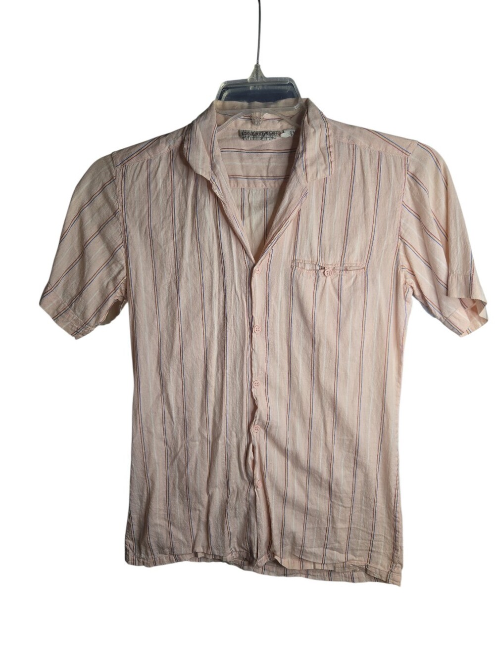 Vintage Essentials Striped Short-Sleeve Button-Down Shirt Size Small